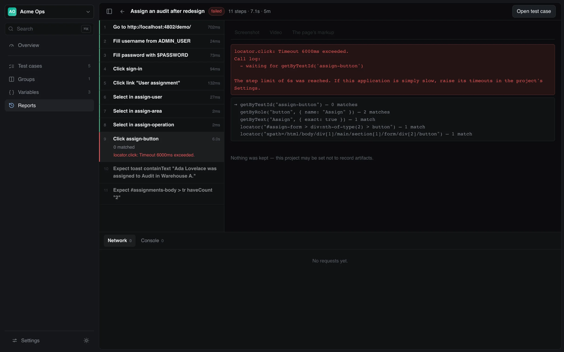 Test failure reports that explain why